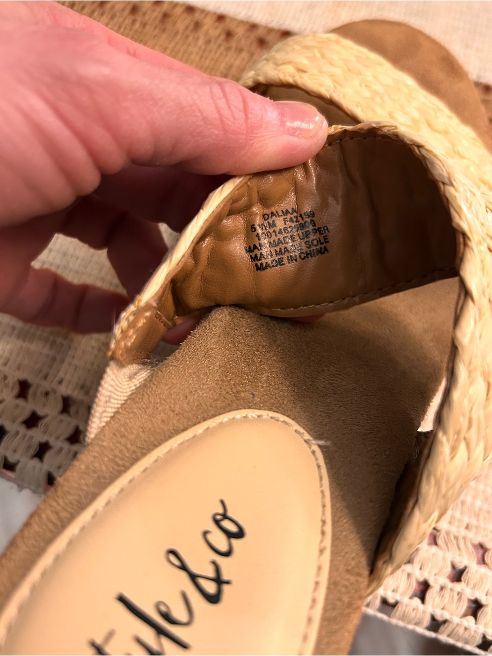 Style & Co. Braided Espadrille Slide in Tan and Cream